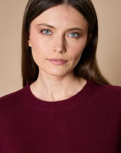 Pull 100% Cachemire 4 fils Ophélie col rond bordeaux