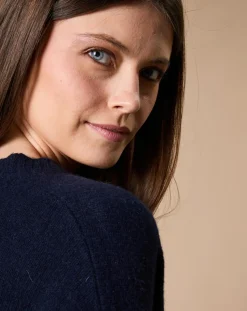 Pull 100% Cachemire 4 fils Ophélie col rond bleu marine