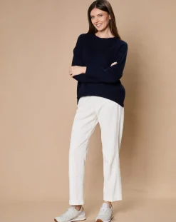 Pull 100% Cachemire 4 fils Ophélie col rond bleu marine