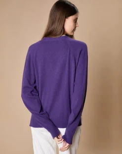 Pull 100% Cachemire 4 fils Romy col V profond violine