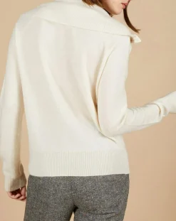 Pull 100% Cachemire Audrey col zippé écru
