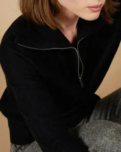 Pull 100% Cachemire Audrey col zippé noir