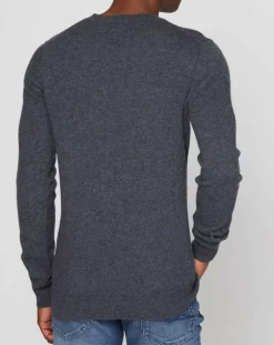 Pull 100% Cachemire Bachve col V gris foncé