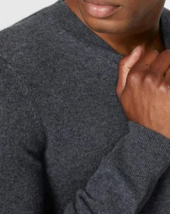 Pull 100% Cachemire Bachve col V gris foncé