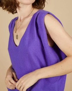 Pull 100% Cachemire Bella épaulettes violet
