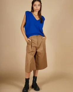 Pull 100% Cachemire Bella épaulettes bleu électrique