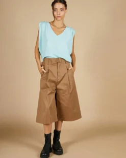 Pull 100% Cachemire Bella épaulettes bleu océan