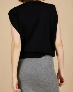 Pull 100% Cachemire Bella épaulettes noir