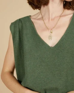 Pull 100% Cachemire Bella épaulettes kaki