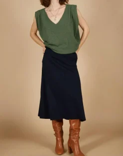 Pull 100% Cachemire Bella épaulettes kaki