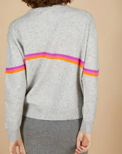 Pull 100% Cachemire Beyonce col rond gris chiné clair