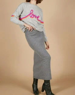 Pull 100% Cachemire Beyonce col rond gris chiné clair