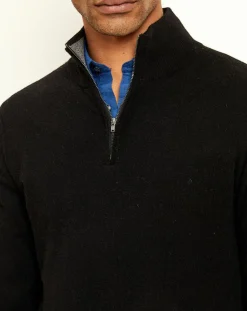 Pull 100% Cachemire col camionneur Bombay noir/gris