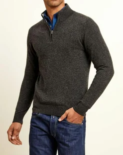 Pull 100% Cachemire col camionneur Bombay anthracite/ gris clair