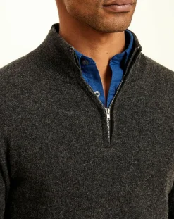 Pull 100% Cachemire col camionneur Bombay anthracite/ gris clair