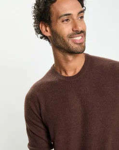 Pull 100% Cachemire col Rdc Uni Nachron marron