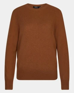 Pull 100% Cachemire col rond Zabri marron moyen