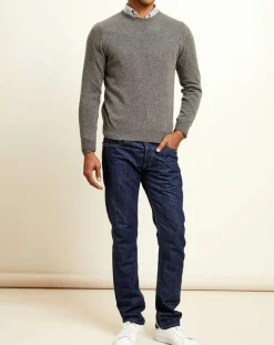 Pull 100% Cachemire col rond London gris chiné