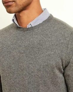 Pull 100% Cachemire col rond London gris chiné