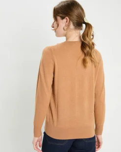 Pull 100% Cachemire col rond Zabri camel