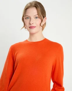 Pull 100% Cachemire col rond Zabri orange