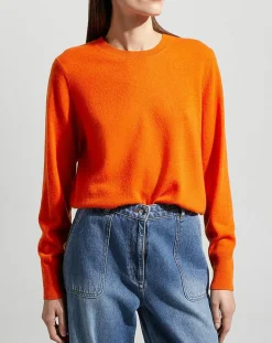 Pull 100% Cachemire col rond Zabri orange