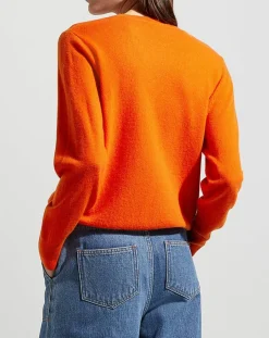 Pull 100% Cachemire col rond Zabri orange