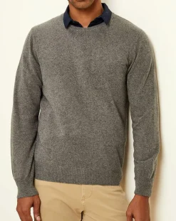 Pull 100% Cachemire col rond gris foncé