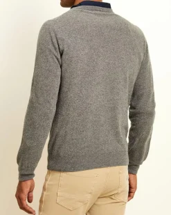 Pull 100% Cachemire col rond gris foncé