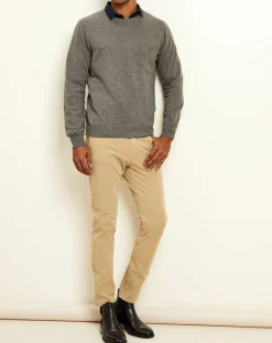 Pull 100% Cachemire col rond gris foncé