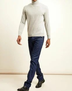 Pull 100% Cachemire col roulé Orlando gris clair