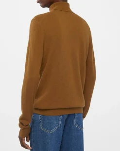 Pull 100% Cachemire col Roulé Uni Nachrol camel/gold