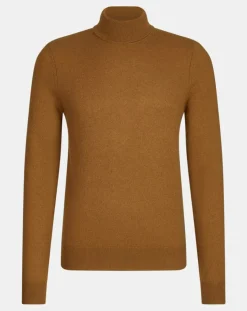 Pull 100% Cachemire col Roulé Uni Nachrol camel/gold