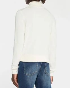 Pull 100% Cachemire col Roulé Uni Nachrol écru