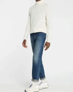 Pull 100% Cachemire col Roulé Uni Nachrol écru