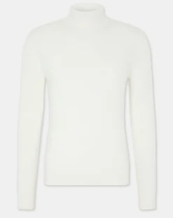 Pull 100% Cachemire col Roulé Uni Nachrol écru