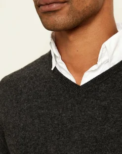 Pull 100% Cachemire col V Dublin anthracite