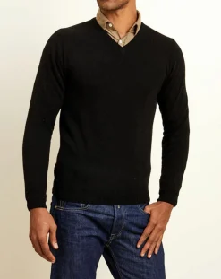 Pull 100% Cachemire col V Dublin noir