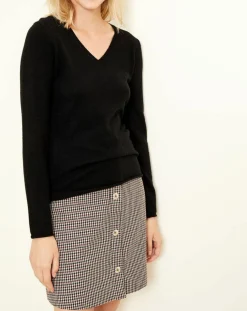 Pull 100% Cachemire col V Memphis noir