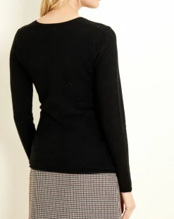 Pull 100% Cachemire col V Memphis noir