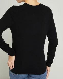 Pull 100% Cachemire col V Sonia noir