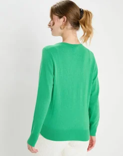 Pull 100% Cachemire Col V Zocon vert emeraude