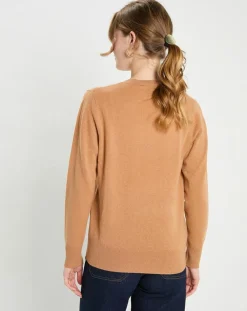 Pull 100% Cachemire Col V Zocon camel