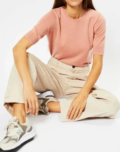 Pull 100% Cachemire Difi col rond rose