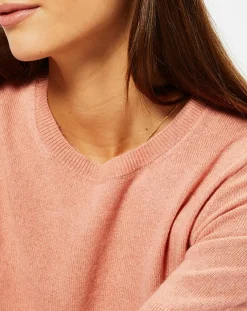Pull 100% Cachemire Difi col rond rose