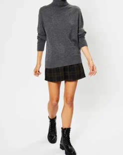 Pull 100% Cachemire Fobra col roulé gris moyen