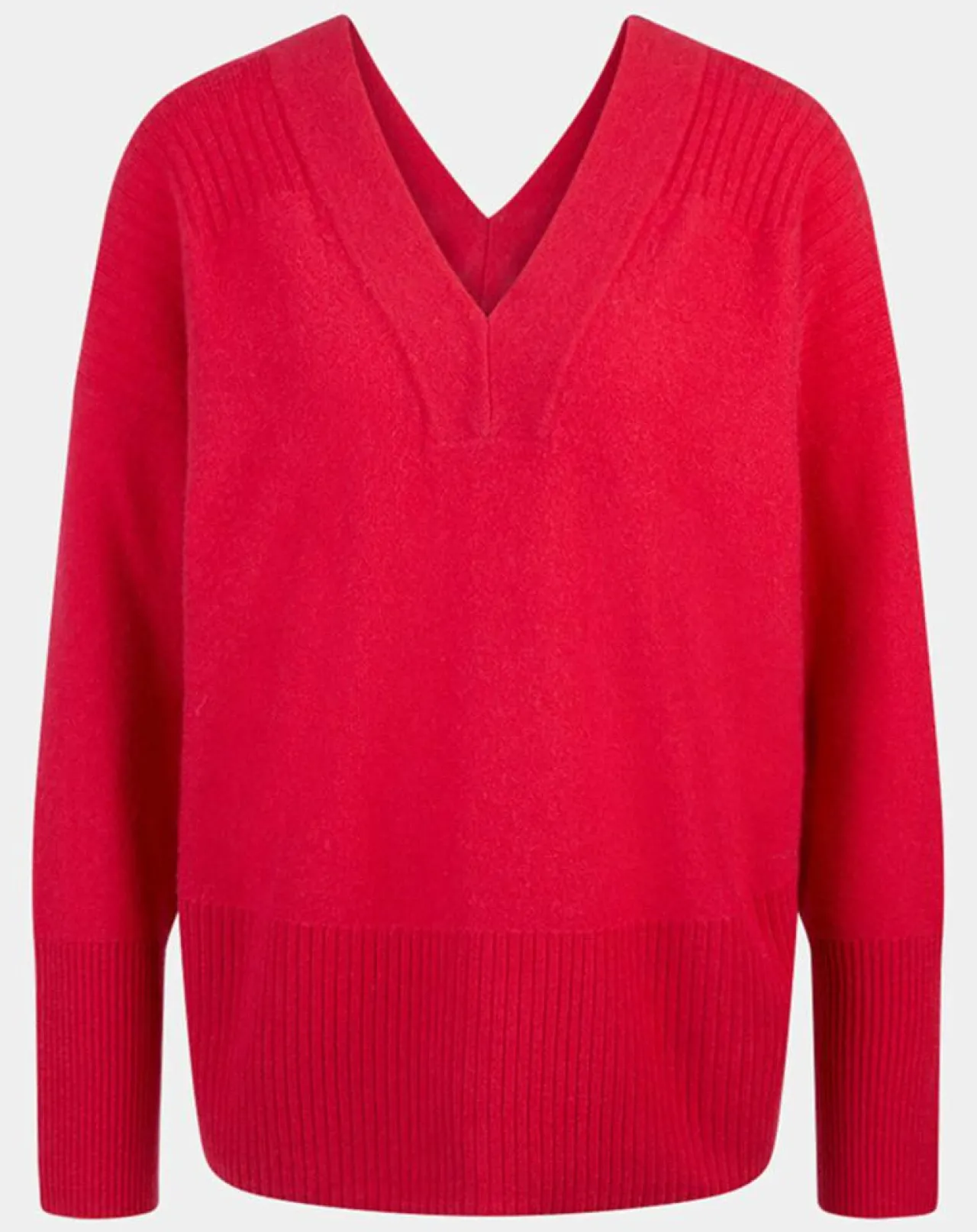 Pull 100% Cachemire Frani col V rose foncé