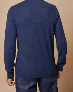 Pull 100% Cachemire Jim col roulé bleu marine
