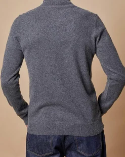 Pull 100% Cachemire Jim col roulé gris foncé