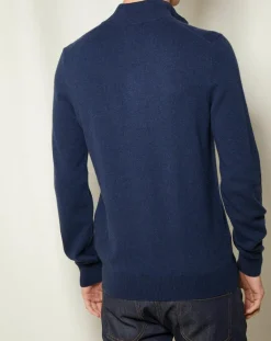 Pull 100% Cachemire Jules col camionneur bleu marine